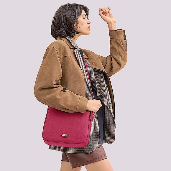 Coach Ellie File Bag Watermelon Pebbled Leather Crossbody - NEW! - Picture 1 of 12